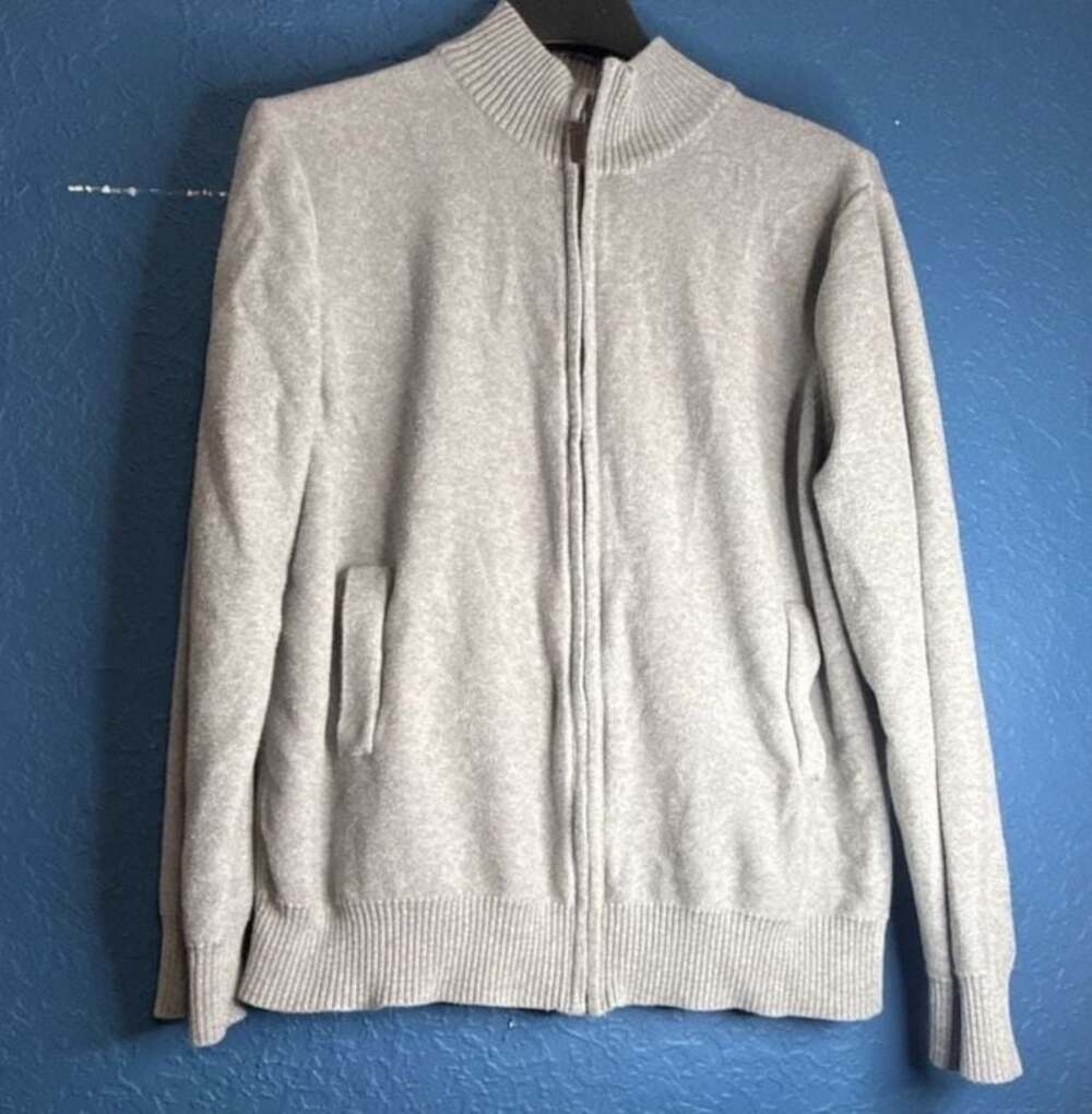 Merona Gray Full-Zip Mock Neck Cotton Sweater Jacket XL